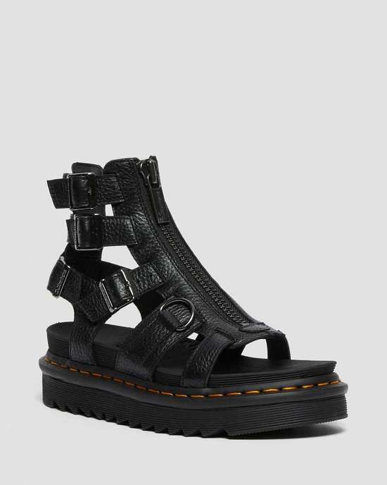 Sandalias Ligeras Dr. Martens Olson Zipped Strap Mujer Negros MX-09516